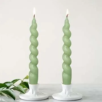 Gedengni Swirl Candlesticks Short Taper Candles-7.5inches Green Candle Stick Spiral Tapered Candles Small Twisted Candlestick for Home Décor Weddings Festive Women Gifts (2D4PC-GREEN)