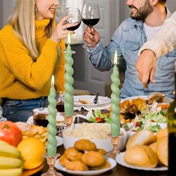 Gedengni Swirl Candlesticks Short Taper Candles-7.5inches Green Candle Stick Spiral Tapered Candles Small Twisted Candlestick for Home Décor Weddings Festive Women Gifts (2D4PC-GREEN)