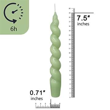Gedengni Swirl Candlesticks Short Taper Candles-7.5inches Green Candle Stick Spiral Tapered Candles Small Twisted Candlestick for Home Décor Weddings Festive Women Gifts (2D4PC-GREEN)