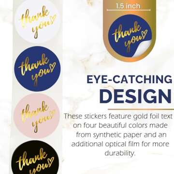 500 PCS Waterproof Thank You Stickers for Small Business