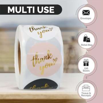500 PCS Waterproof Thank You Stickers for Small Business