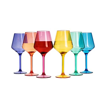 European Style Plastic Crystal Stemmed Wine Glasses Set | Unbreakable 15oz, Shatterproof BPA-free Ac...
