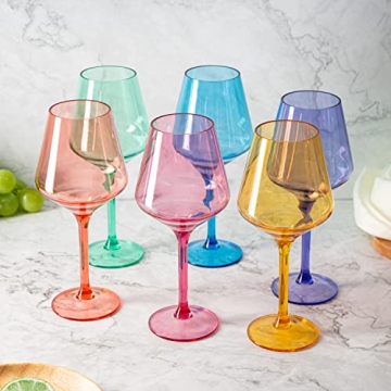 Elegant 6 Set Colored Plastic Wine Glasses for All Events