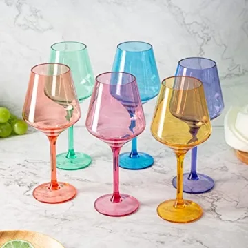 Elegant 6 Set Colored Plastic Wine Glasses for All Events