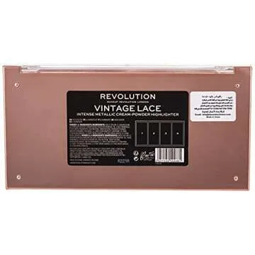 Makeup Revolution, Highlighter Palette, Face Highlighter, Vintage Lace, 20g