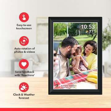 64GB FRAMEO 10.5 Inch Smart WiFi Digital Photo Frame 1920x1280 FHD IPS LCD Touch Screen, Auto-Rotate, 64GB Storage, Support SD Card & USB Drive, Share Moments Instantly via Frameo App from Anywhere