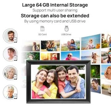 64GB FRAMEO 10.5 Inch Smart WiFi Digital Photo Frame 1920x1280 FHD IPS LCD Touch Screen, Auto-Rotate, 64GB Storage, Support SD Card & USB Drive, Share Moments Instantly via Frameo App from Anywhere