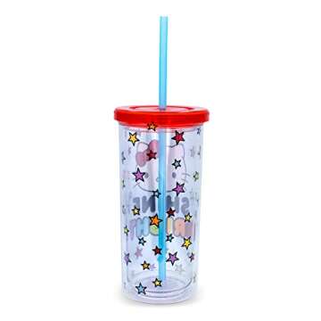 Sanrio Hello Kitty "Shine Bright" Carnival Cold Cup, BPA-Free Acrylic Tumbler with Lid & Reusable St...