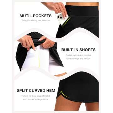SANTINY Women's Golf Skirts with Pockets - Stylish & Comfortable