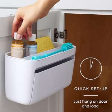 YouCopia DoorStash Dishwasher Pod Holder with Lid, Hanging Storage Container for Detergent, Speckled White