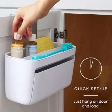 YouCopia DoorStash Dishwasher Pod Holder with Lid, Hanging Storage Container for Detergent, Speckled White