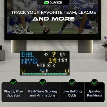 PANELFI Glance LED Ticker - Customizable LED Display Sports Ticker, LED Display for Man Cave, Stock Market Ticker Display, Sports Score Retro Smart Pixel Display, Weather Display - 8"x4" Made in USA