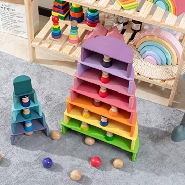 MerryHeart Wooden Rainbow Stacking Toy - Educational Fun