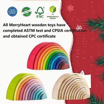 MerryHeart Wooden Rainbow Stacking Toy - Educational Fun