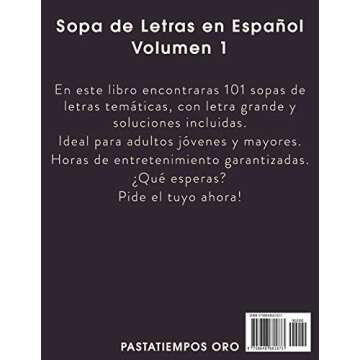 Sopa de Letras en Español Letra Grande - Volumen 1: 101 Sopas de Letras Tematicas para Adultos y Ad...