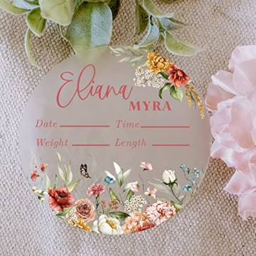 Personalized Baby Birth Stat Sign - Floral Decor