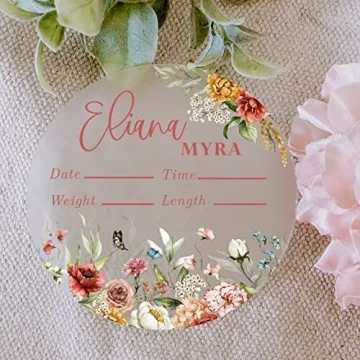 Personalized Baby Birth Stat Sign - Floral Decor