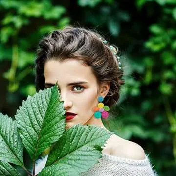 Flower Raffia Earrings for Women - Summer Bohemian Jewelry
