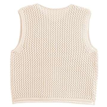 Hixiaohe Womens Vest Tops Crochet Knit Top Cute Button Sweater Vest Trendy Sleeveless Cardigan Sweat...