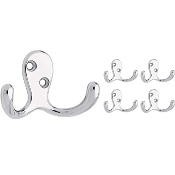 Franklin Brass 5-Pack Double Wall Hooks - Stylish & Sturdy Coat/Hat Hangers