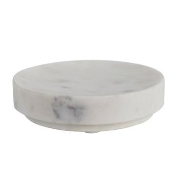 Creative Co-Op White Marble Soap Dish for Elegant Decor