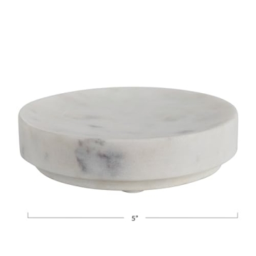 Creative Co-Op White Marble Soap Dish for Elegant Decor