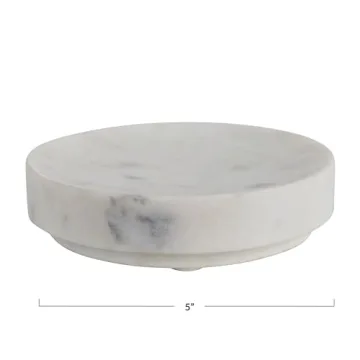 Creative Co-Op White Marble Soap Dish for Elegant Decor