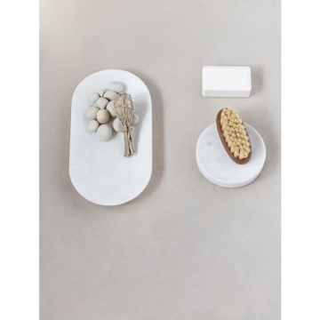 Creative Co-Op White Marble Soap Dish for Elegant Decor