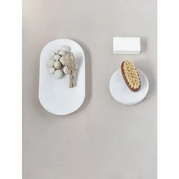 Creative Co-Op White Marble Soap Dish for Elegant Decor