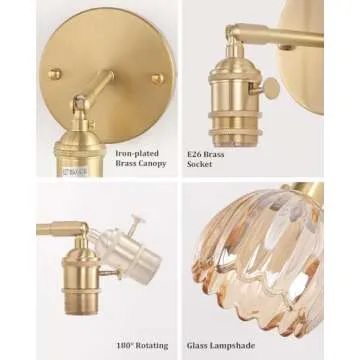 Shenmoyl Vintage Wall Sconce with Rechargeable Bulb