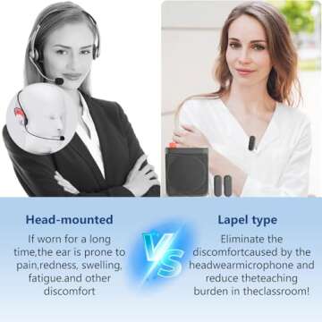 Wireless Voice Amplifier with Wireless Lavalier Microphone, Mini Portable Rechargeable with Personal...