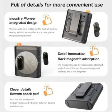 Wireless Voice Amplifier with Wireless Lavalier Microphone, Mini Portable Rechargeable with Personal Wired Bluetooth Microphone for Teachers, Speakers, Trainers, Tour Guides, Coaches