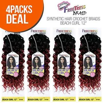 MULTI PACK DEALS! FreeTress Synthetic Hair Crochet Braids Beach Curl 12" (4-PACK, 4)