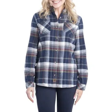 Cottage Escape Flannel Shirt for Women in Navy Plaid