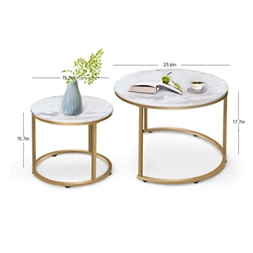 aboxoo Nesting White Round Coffee Table Set - Stylish & Functional
