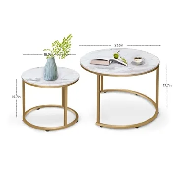 aboxoo Nesting White Round Coffee Table Set - Stylish & Functional