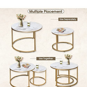 aboxoo Nesting White Round Coffee Table Set - Stylish & Functional
