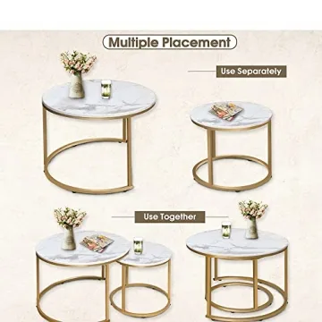 aboxoo Nesting White Round Coffee Table Set - Stylish & Functional