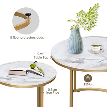 aboxoo Nesting White Round Coffee Table Set - Stylish & Functional