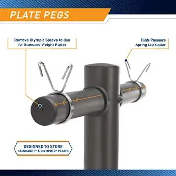 Marcy Olympic Weight Plate Rack for Two-Inch Plates Vertical Bar Holder for Home Gym PT-5856 , Black