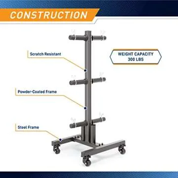 Marcy Olympic Weight Plate Rack for Two-Inch Plates Vertical Bar Holder for Home Gym PT-5856 , Black