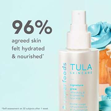 TULA Skin Care Signature Glow Refreshing & Brightening Face Mist - Oil & Alcohol Free, Hydrating & Brightening with Pollution & Blue Light Protection, 3.51 fl oz.