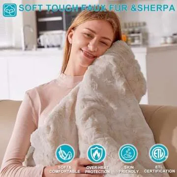 Dowin Electric Blanket 72"x84" Faux Fur 5 Heat Levels