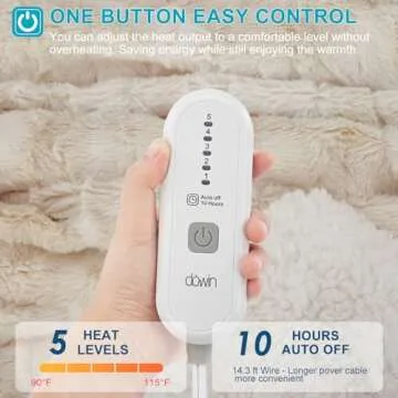 Dowin Electric Blanket 72"x84" Faux Fur 5 Heat Levels