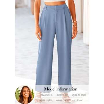 KIRUNDO Trousers Pants for Women Elastic Waist Wide Leg Loose Straight Work Casual Pants 2025 Spring...