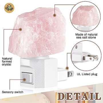 3 Pack Himalayan Salt Lamp Night Light Crystal Night Light Salt Lamp Night Light Plug in Rotatable Wall Purifier Made of Natural Salt Stone Sea for Home
