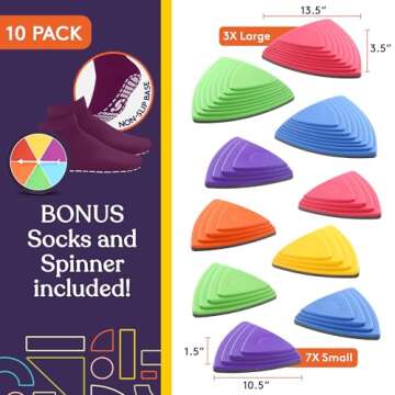 Special Supplies 10 Stepping Stones for Kids Indoor and Outdoor Balance Blocks Promote Coordination,...