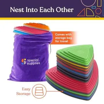 Special Supplies 10 Stepping Stones for Kids Indoor and Outdoor Balance Blocks Promote Coordination, Balance Strength Child Safe Rubber, Non-Slip Edging (Primary)