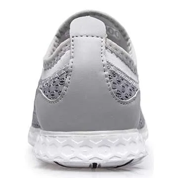 DOUSSPRT Women's Water Shoes Quick Drying Sports Aqua Shoes Grey Size 10