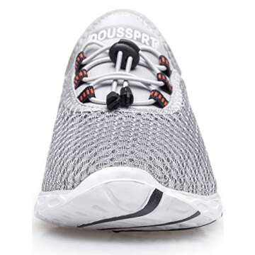DOUSSPRT Women's Water Shoes Quick Drying Sports Aqua Shoes Grey Size 10